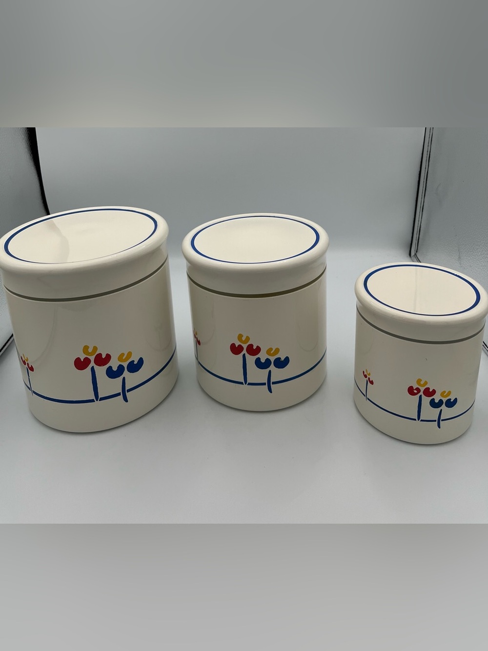 Riva Designs TULIPS set (3) Plastic Canisters Vintage Cottagecore Farmhouse